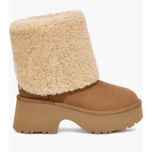 UGG New Heights shearling Cuffable Chestnut Platform Boots 9
